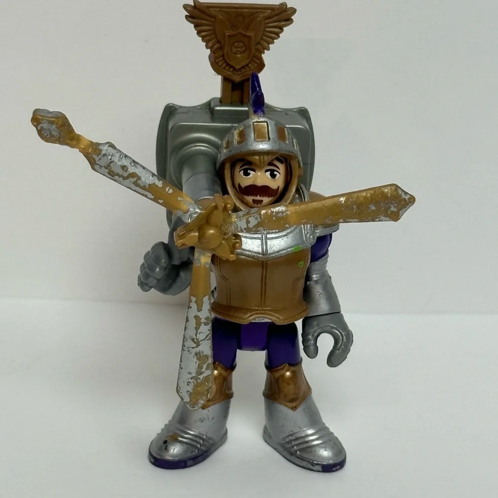 Imaginext SIR PETER THE KNIGHT Figure Tri Sword Armor Weapon 2012 Fisher Price